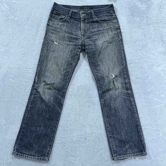 Calvin Klein Straight Distressed Jeans‎ Men 33x31* Denim Dark Wash Y2K Faded